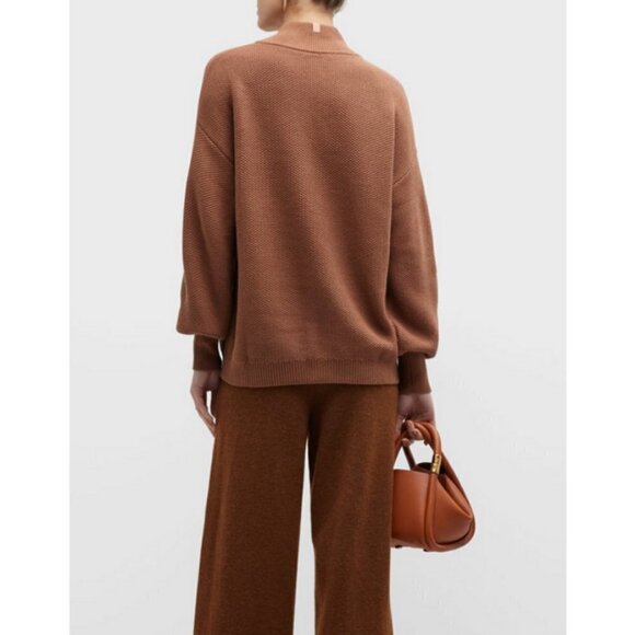 💕LUNYA💕 Cozy Cotton Silk Pocket Henley Pullover Sweater ~ Humble Brown M NWOT - Picture 10 of 16